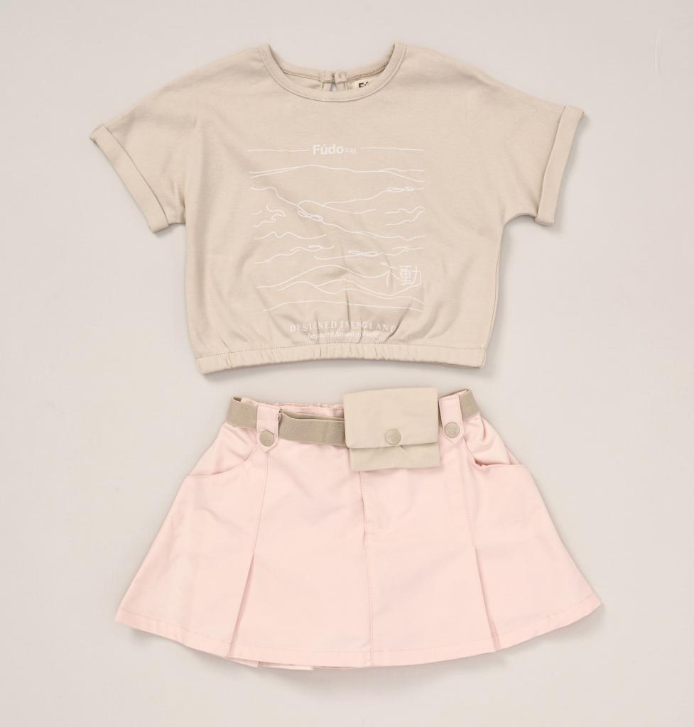 Skort & T-Shirt Set with Belt