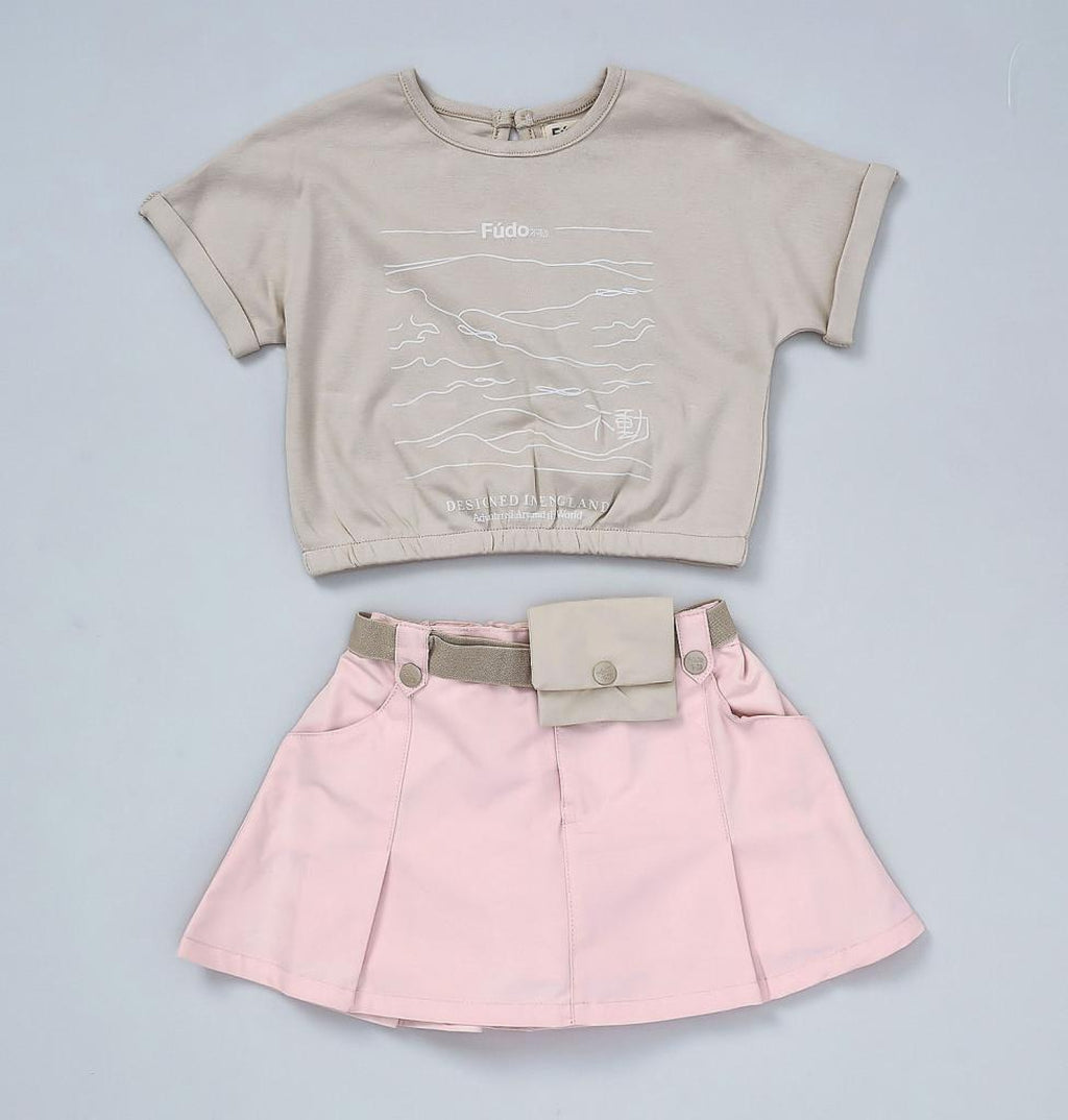 Skort & T-Shirt Set with Belt