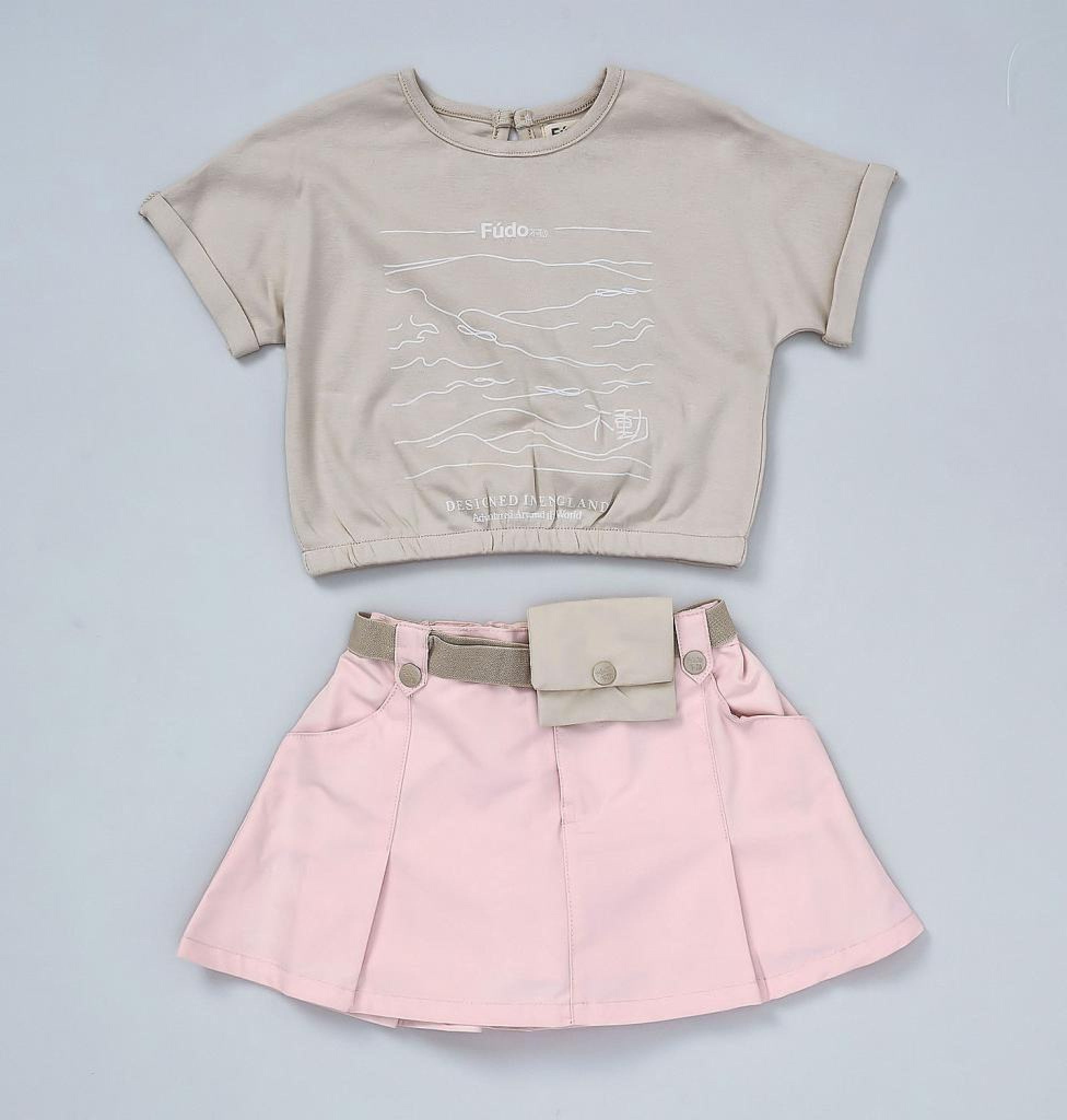 Skort & T-Shirt Set with Belt
