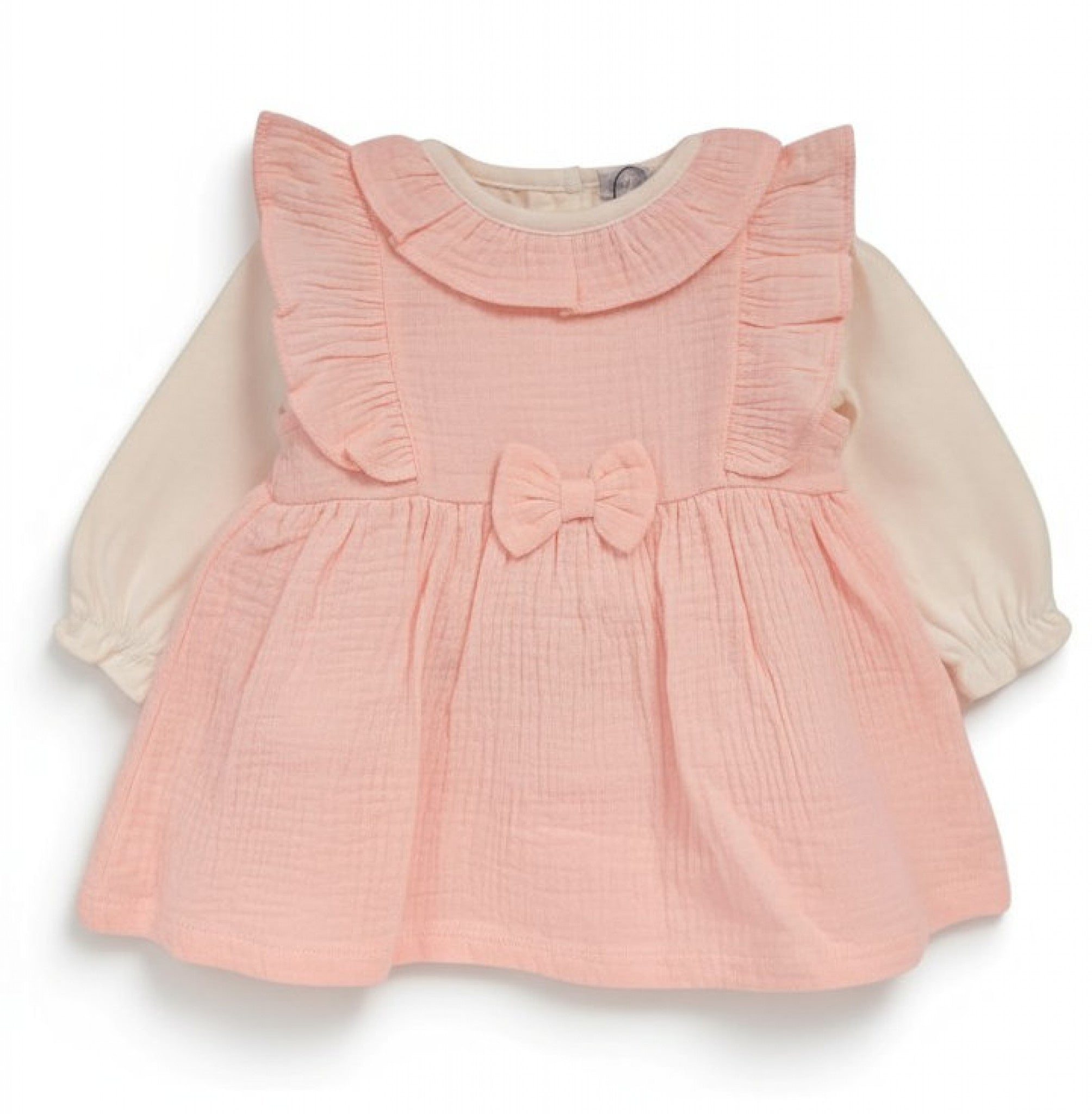 Muslin Bow Pinafore Dress Set
