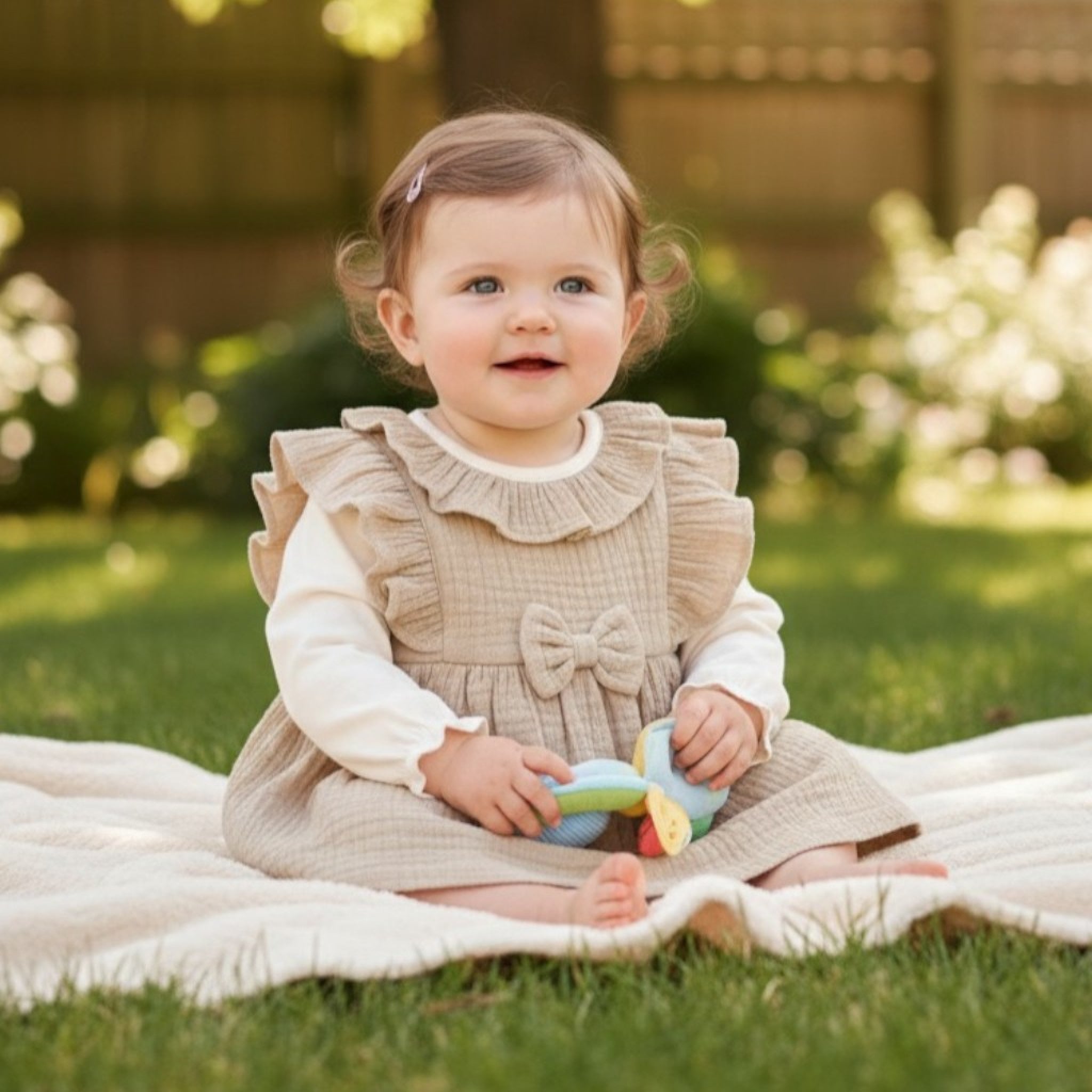 Muslin Bow Pinafore Set
