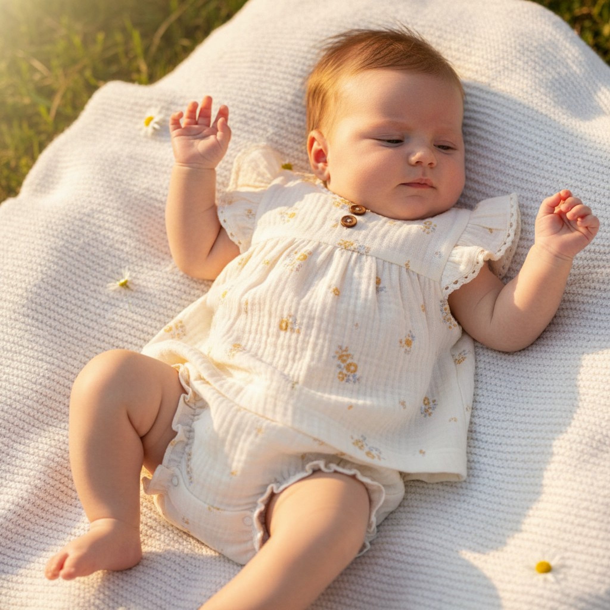 Crinkle Muslin Bloomer Set "Floral "