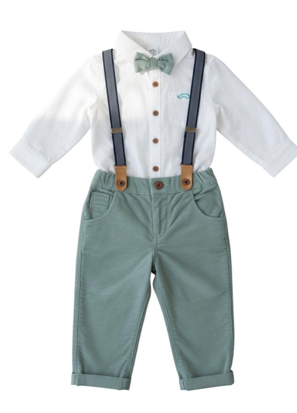 Corduroy, Shirt & Bow Tie Set with Braces