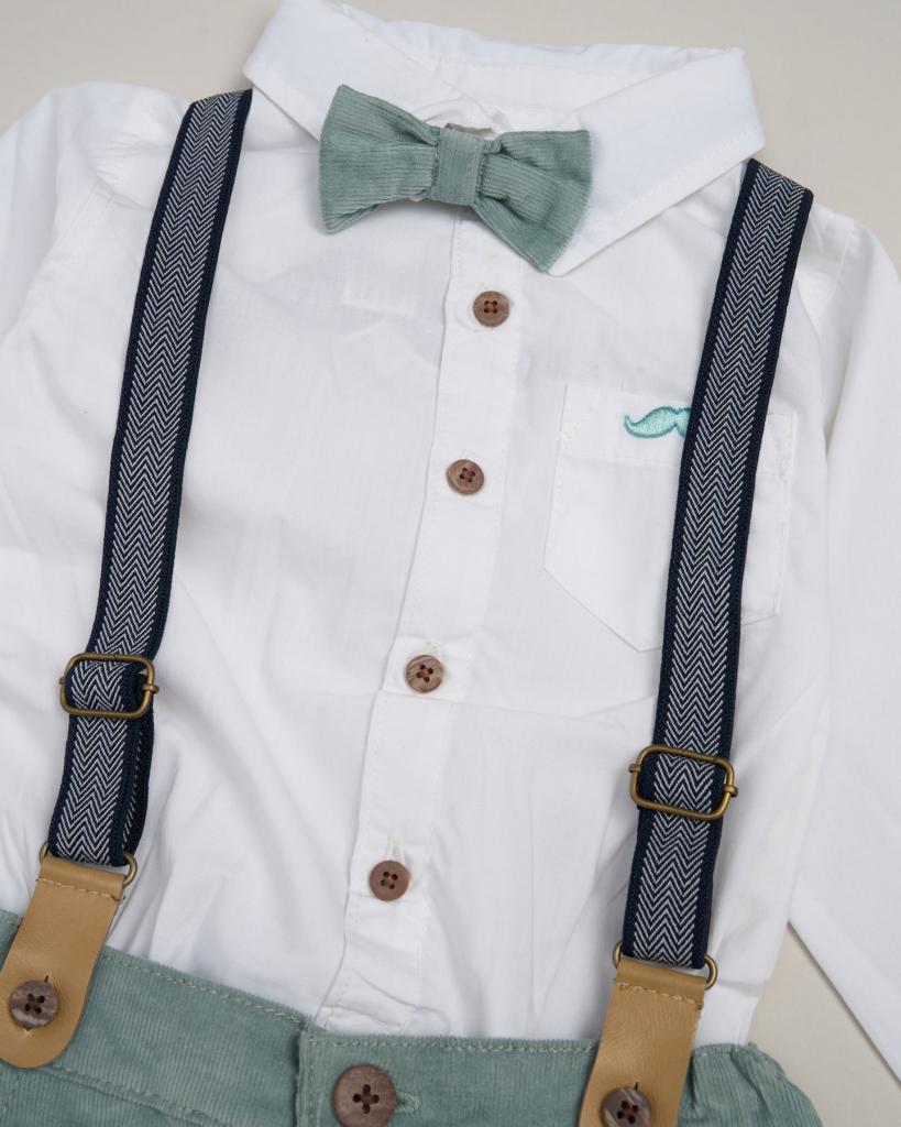 Corduroy, Shirt & Bow Tie Set with Braces