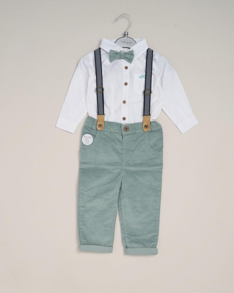 Corduroy, Shirt & Bow Tie Set with Braces