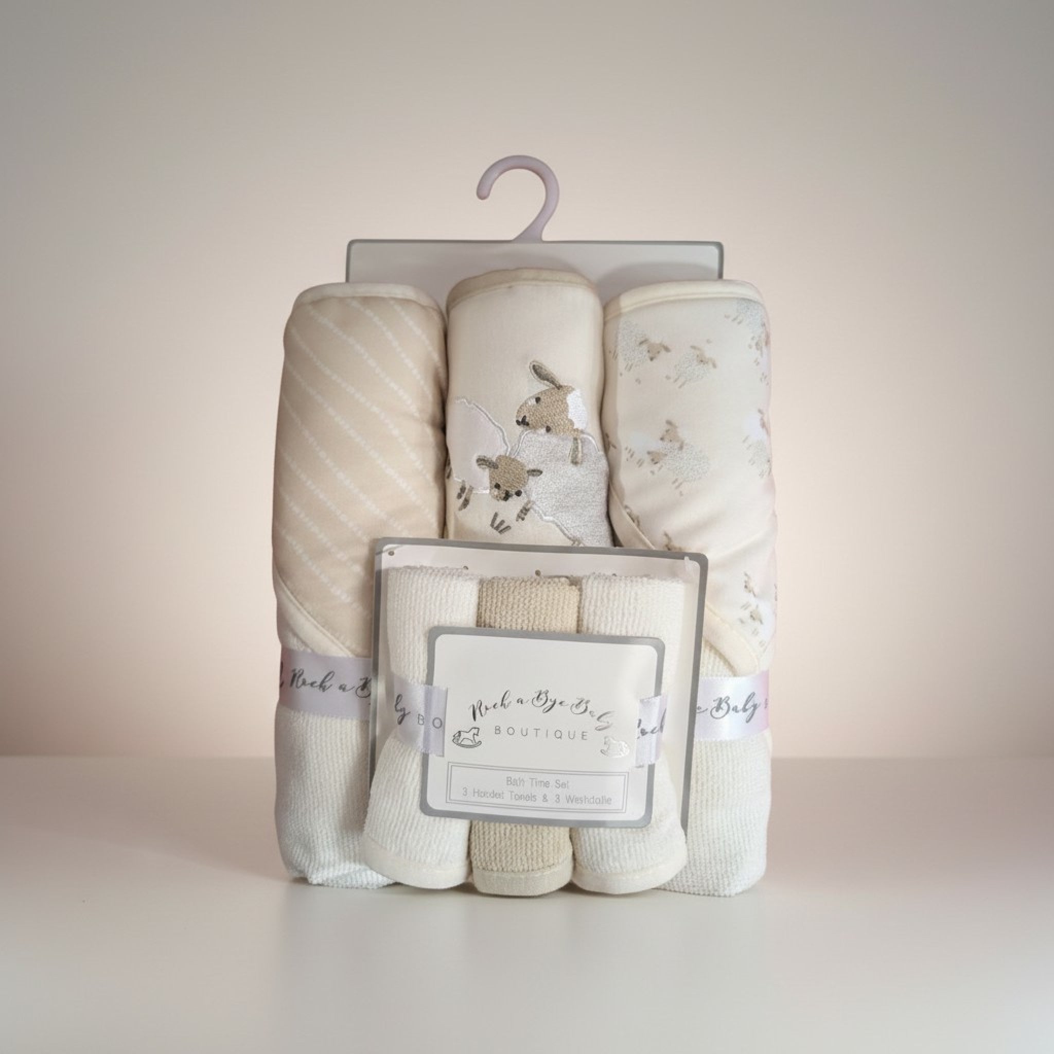 Hooded Towel and Wash Cloth Sheep Set