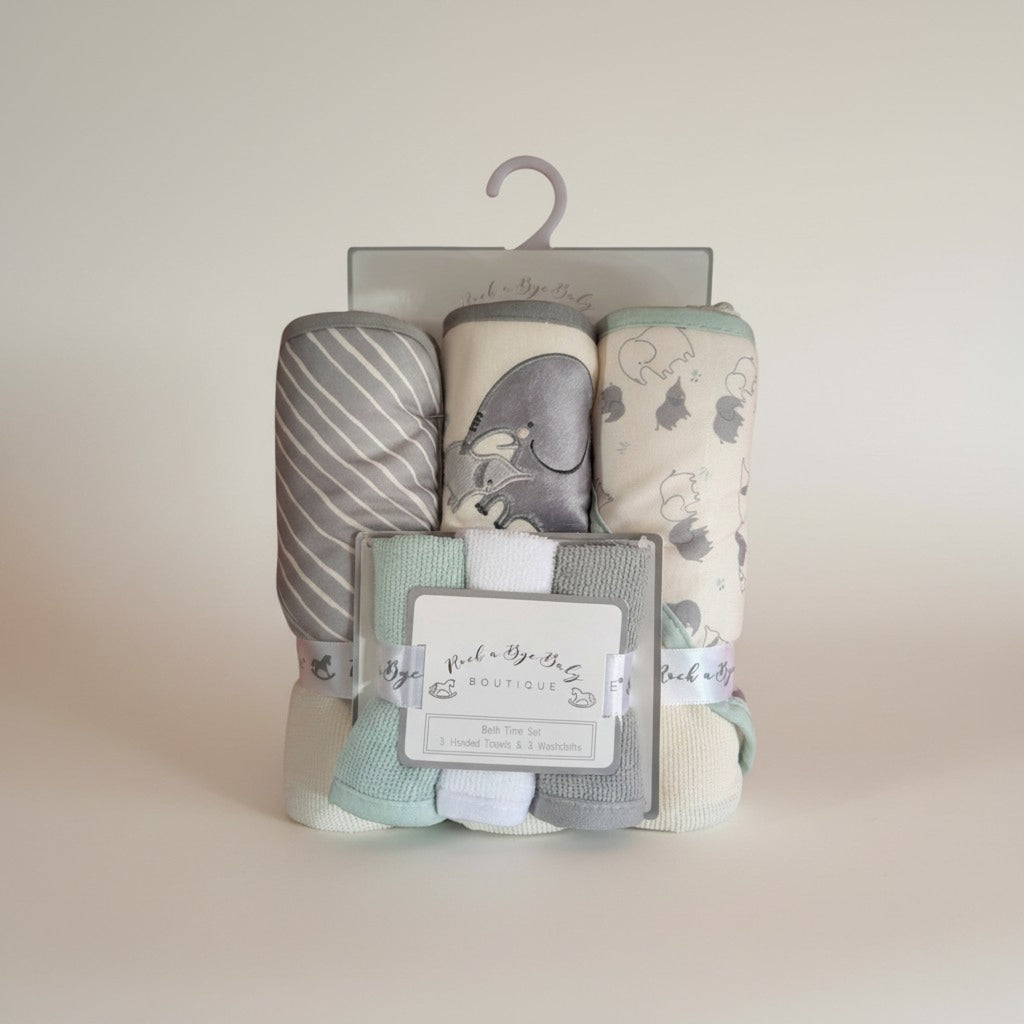 Hooded Towel and Wash Cloth Set "Elephant"