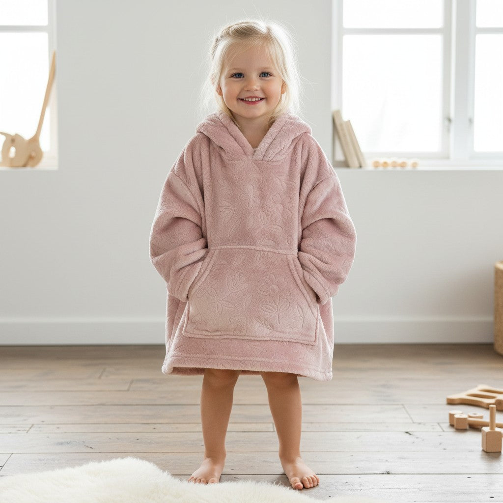 Pink Floral Embossed Hoodies