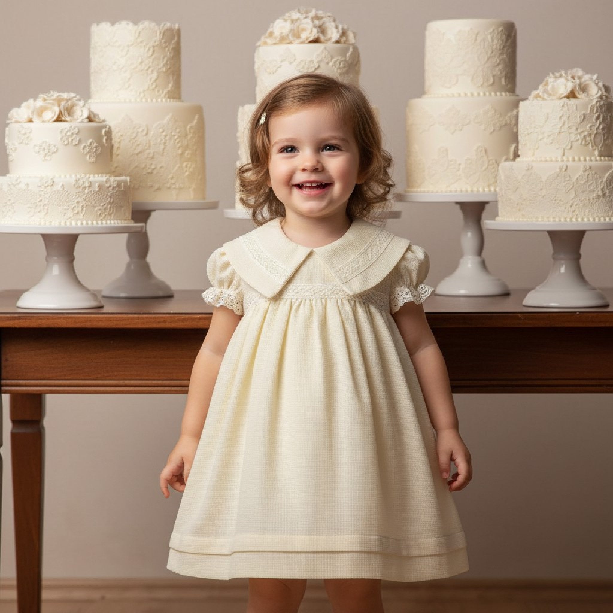 Palest Apple Woven Dress with lace