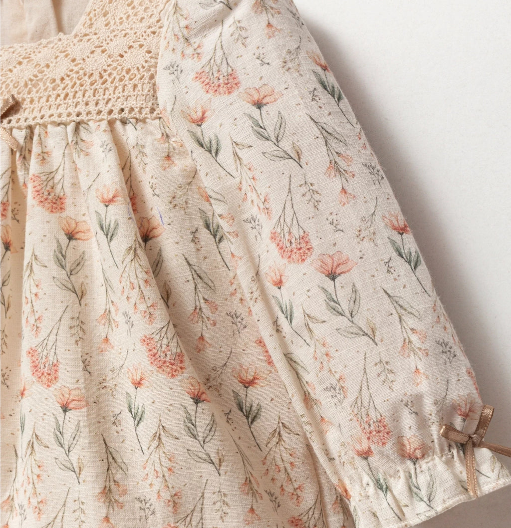 Cotton Fully lined Floral Dress & clips