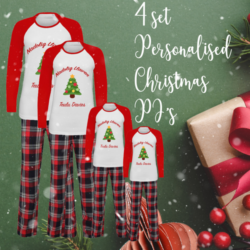 4 SET - PJ NADOLIG - PERSONALISED CHRISTMAS PJ'S image 0